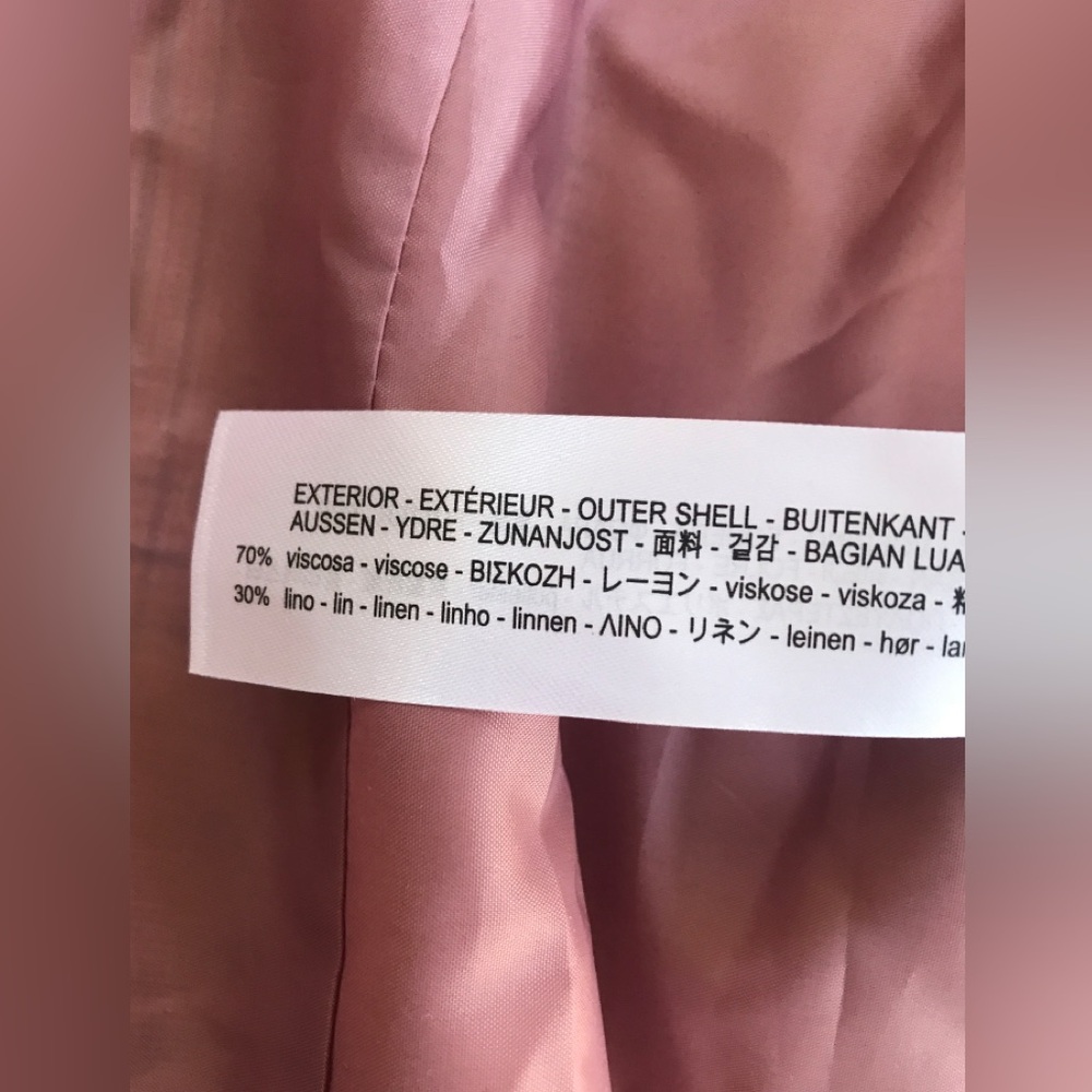 NWT! Zara Tailored Linen Blend Plaid Blazer In Dusty Pink Size: US 6 EUR 38 - Picture 11 of 15